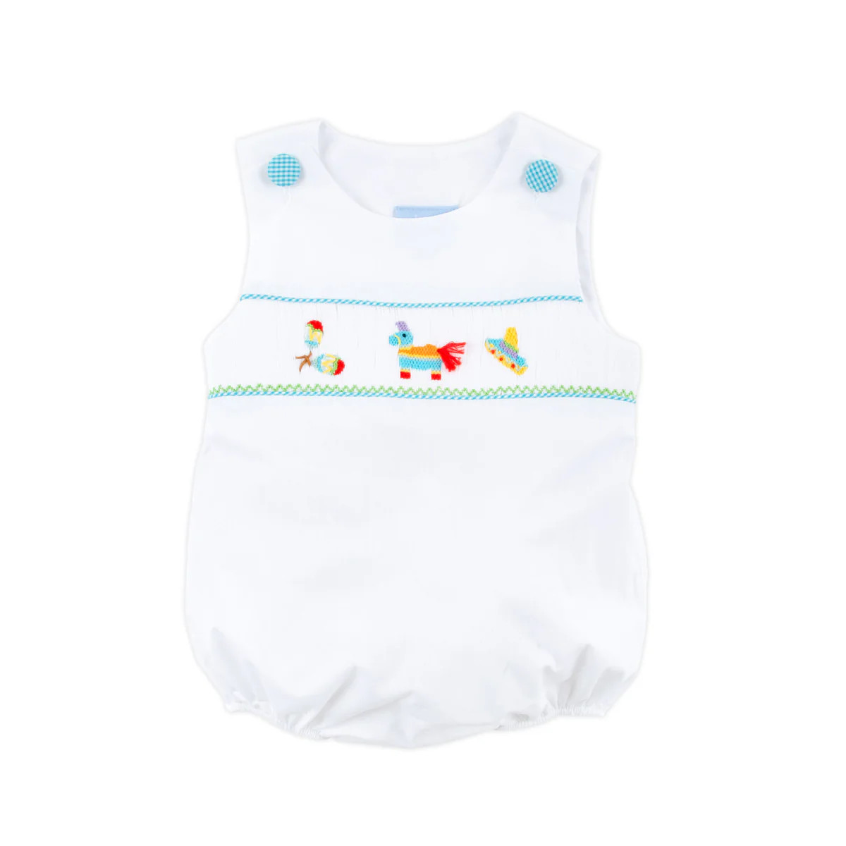 Time To Fiesta Smocked White Sun Bubble | Classic Whimsy