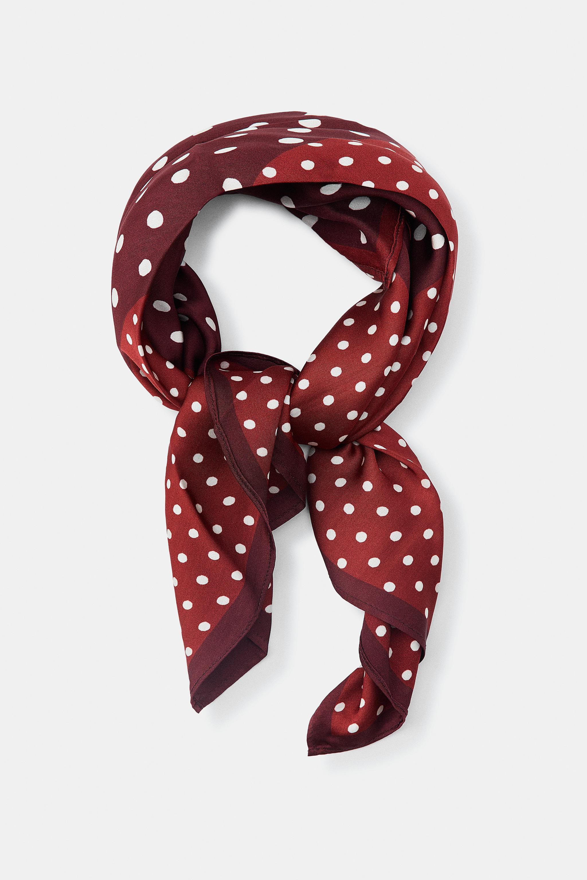 100% VISCOSE POLKA DOT PRINT SCARF | Zara US