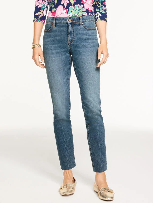 Slim Ankle Raw Hem Jeans - Roslyn Wash | Talbots
