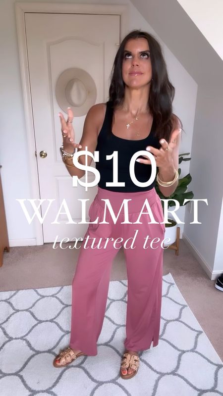 Love these $10 Walmart textured tees! They fit tts! Sized up one in white jeans, size 2 in blue jeans, size xs in flowy shorts  

#LTKstyletip #LTKsalealert #LTKfindsunder100