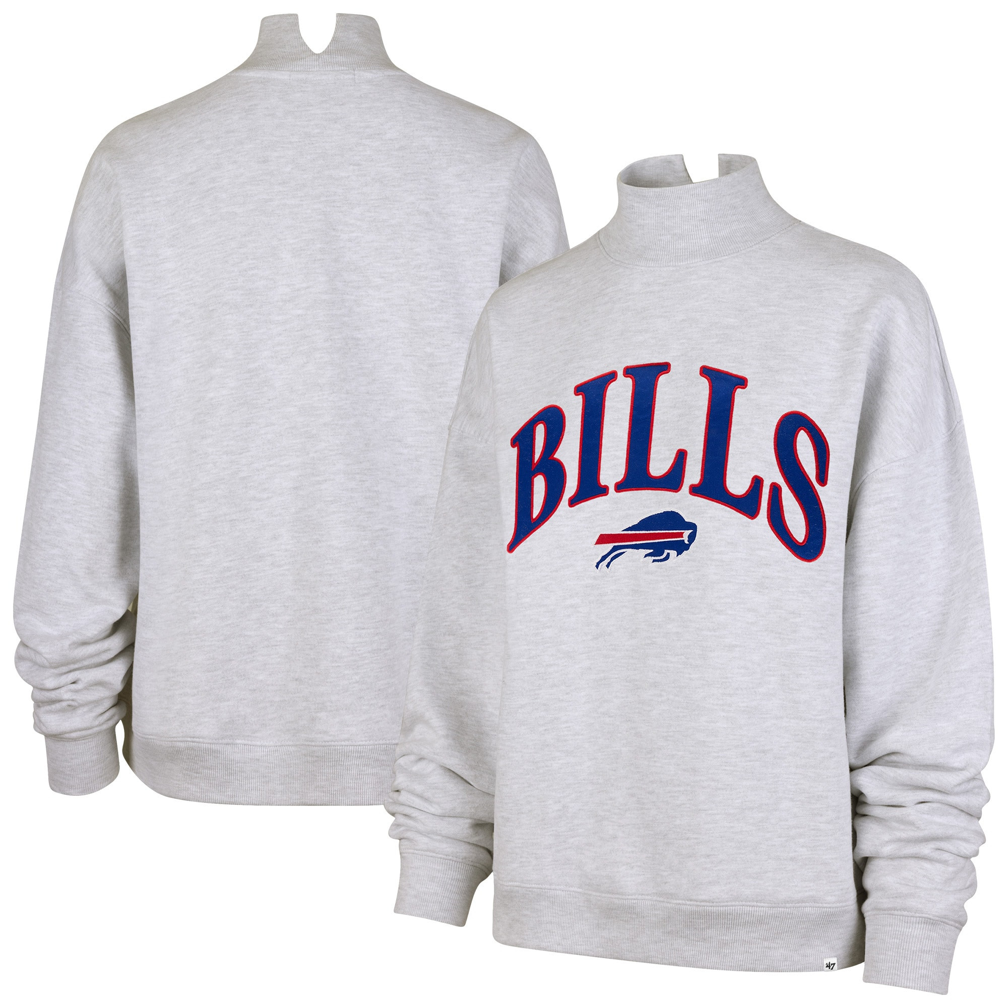 Women's Buffalo Bills '47 Heather Gray Vantage Mock Neck Pullover Sweatshirt | NFL Shop