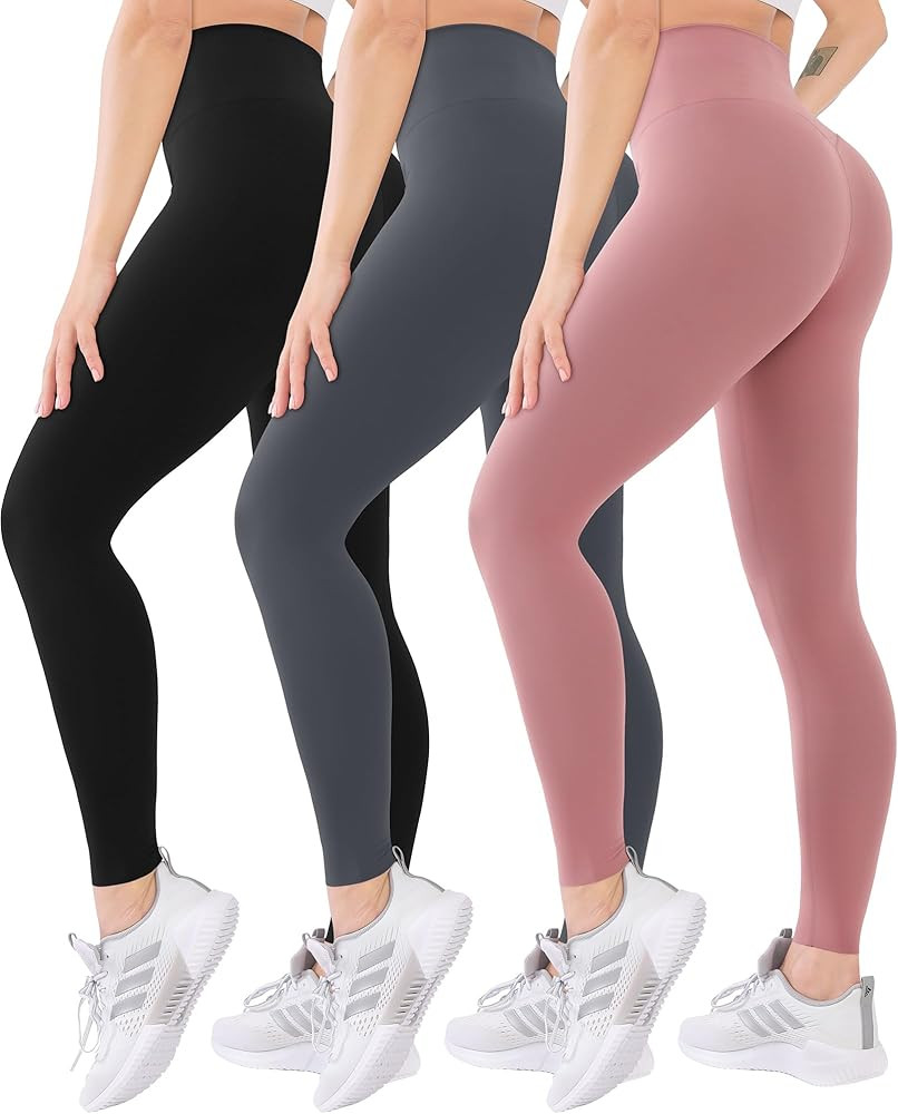 Blisset 3 Pack High Waisted Leggings for Women-Soft Athletic Tummy Control Pants for Running Yoga... | Amazon (US)