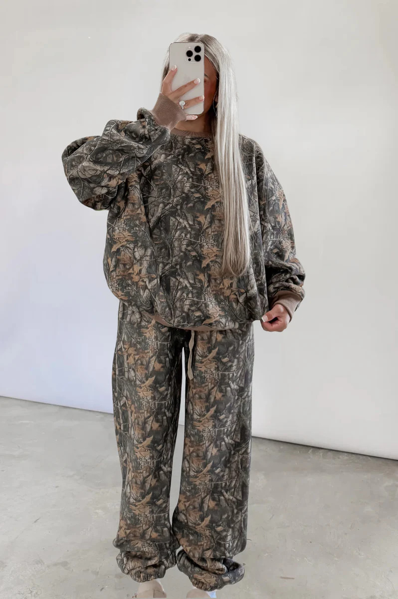 Back In Bayou Camo Fleece Crew Neck Sweatshirt | CK Squared Boutique