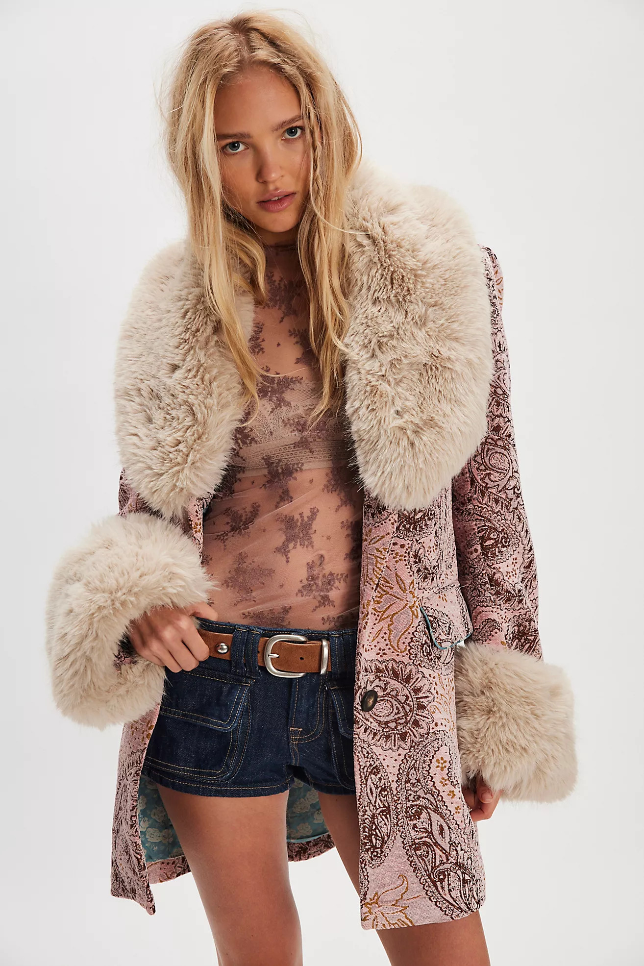 Mercer Faux Fur Collar Tailored Coat | Free People (UK)