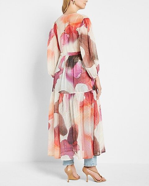 Abstract Print Tie Waist Maxi Cover-up | Express