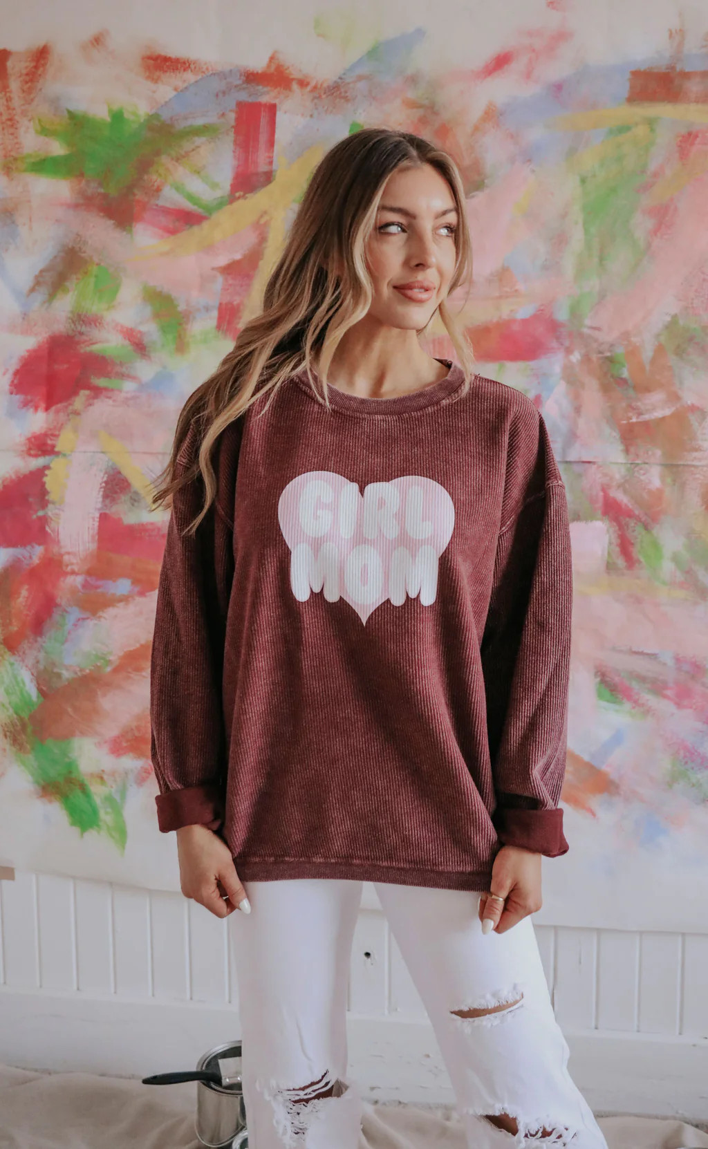 friday + saturday: girl mom corded sweatshirt | RIFFRAFF