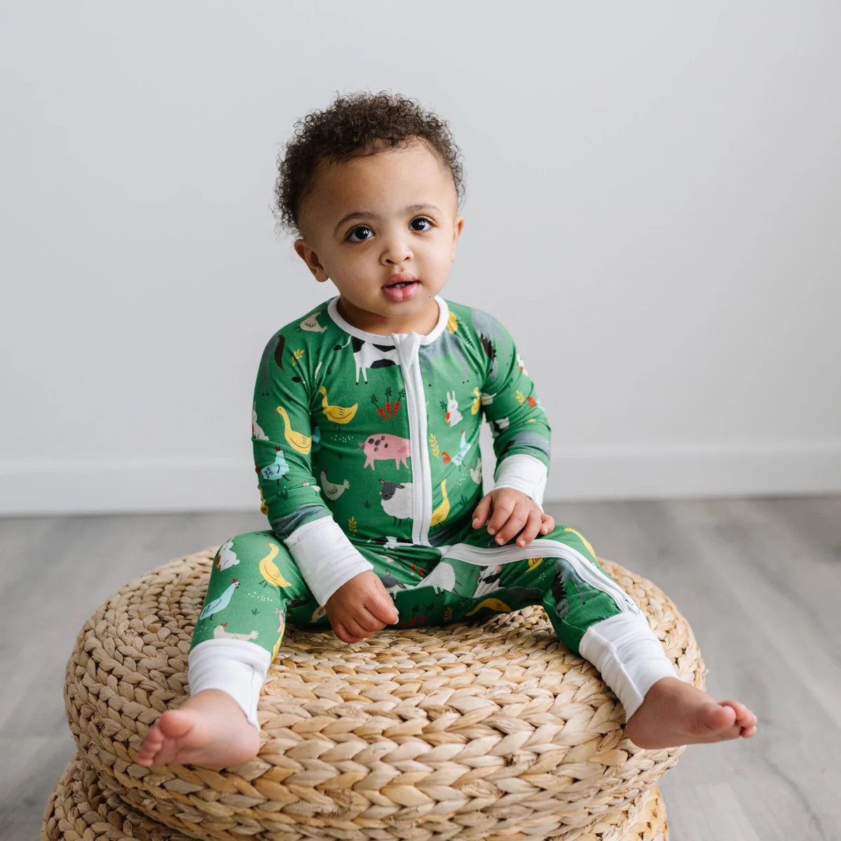 Green Farm Animals Bamboo Viscose Zippy | Little Sleepies