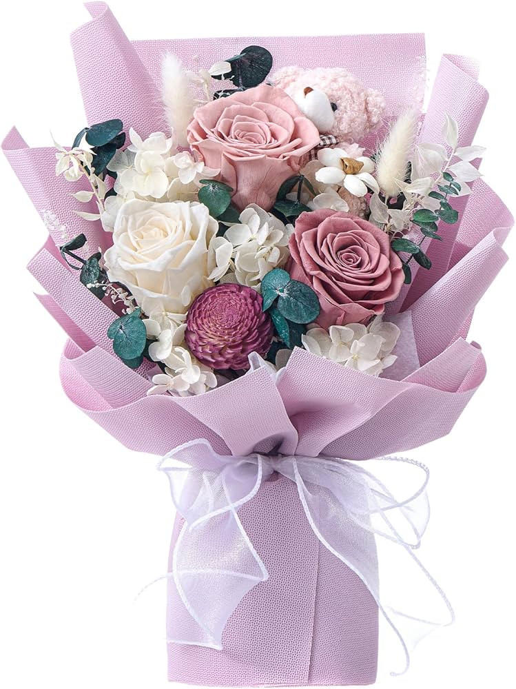 Polylove Forever Flower Bouquet 3-Piece Preserved Roses with Bear Gift Box for Wife Mother Valent... | Amazon (US)