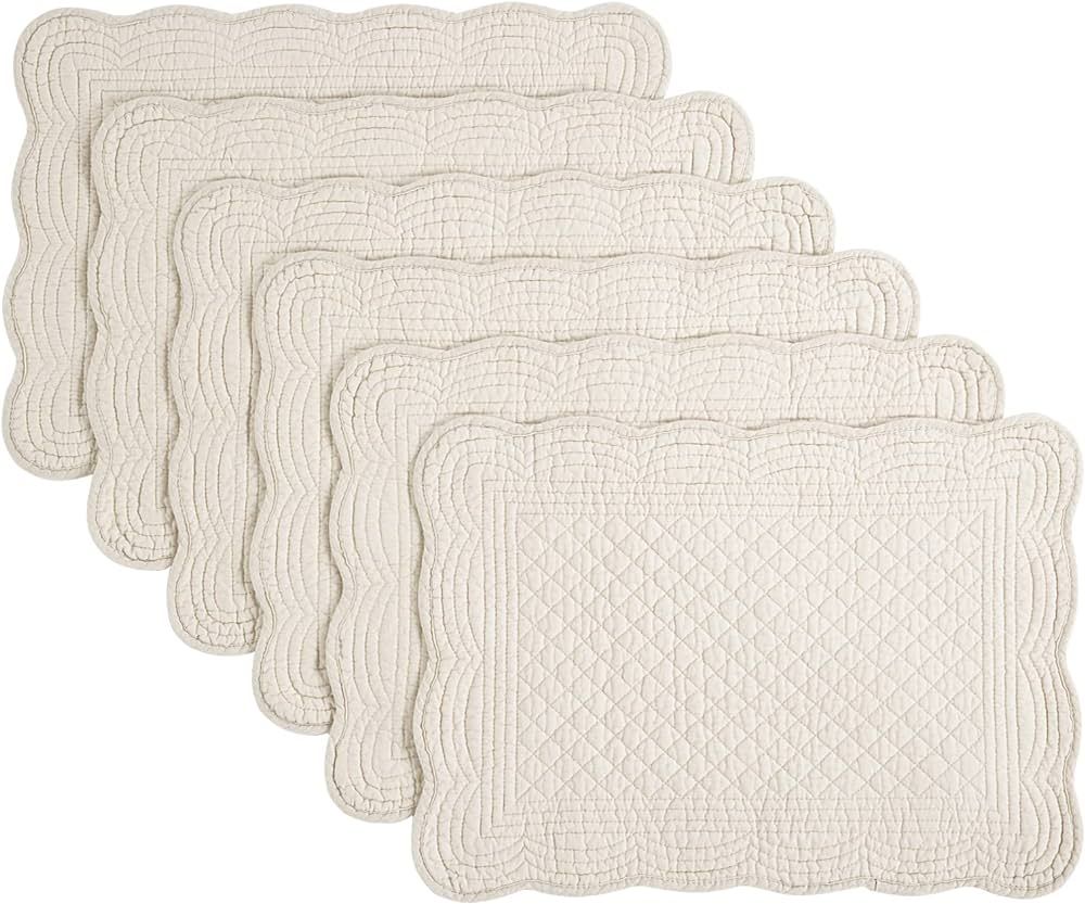 HOMBYS Quilted Placemats Set of 6 Washable-13x18 inches Rectangular Placemats for Kitchen Table-1... | Amazon (US)