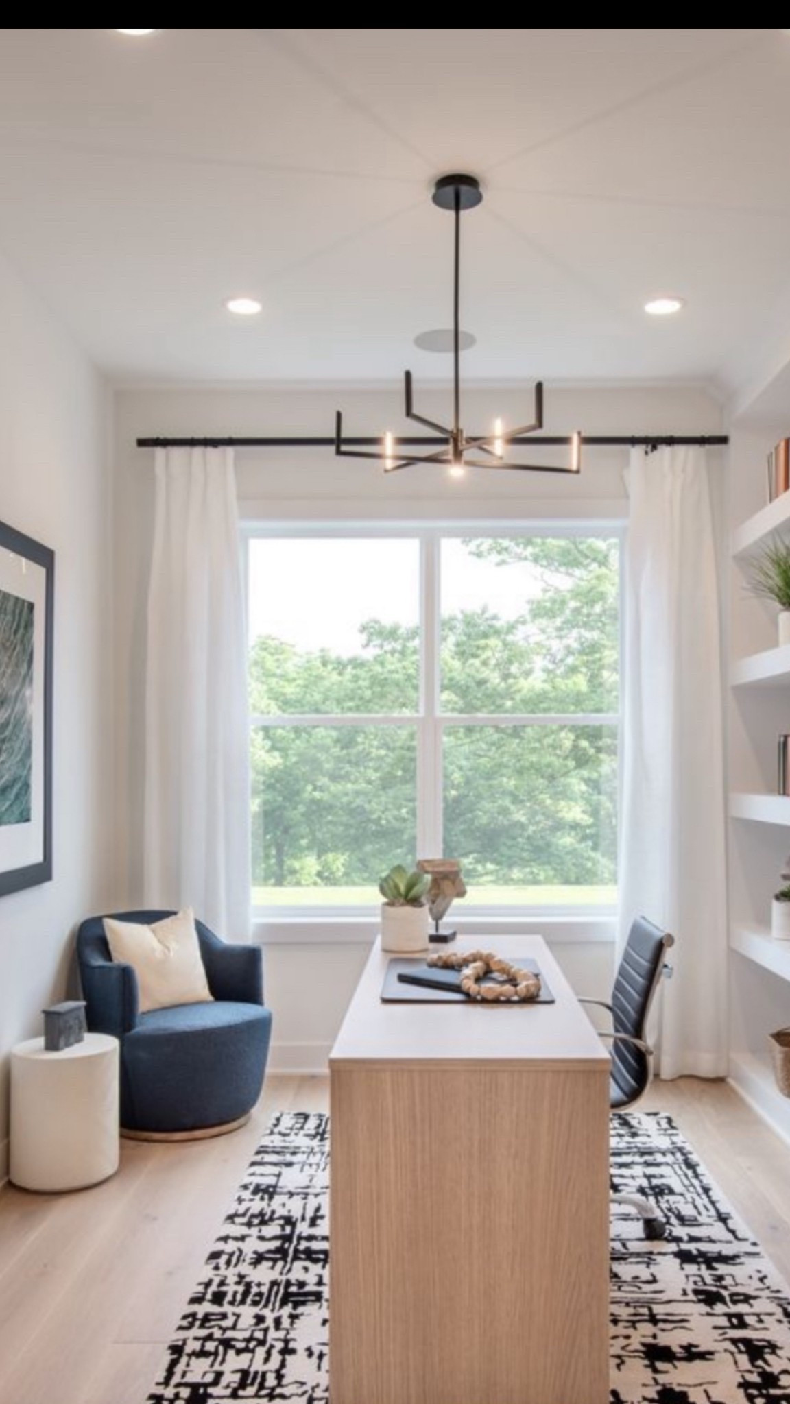 This one has all the curtains, the light & furniture! My other post was the desk and office supplies for this space 🫶🏽 #officeinspo #homereno 

#LTKHome #LTKStyleTip #LTKSaleAlert