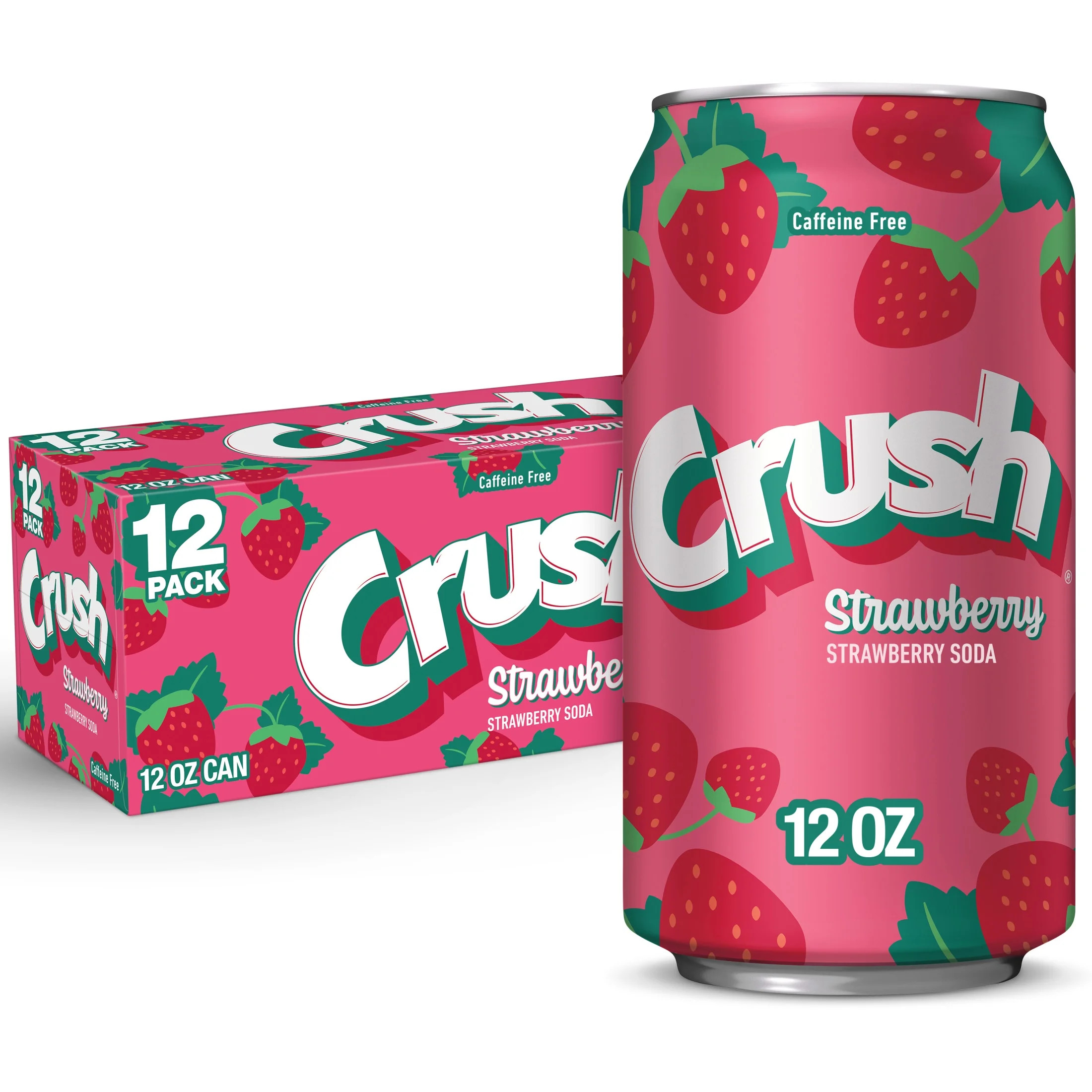 Crush Caffeine Free Strawberry Soda Pop, 12 fl oz, 12 Pack Cans - Walmart.com | Walmart (US)