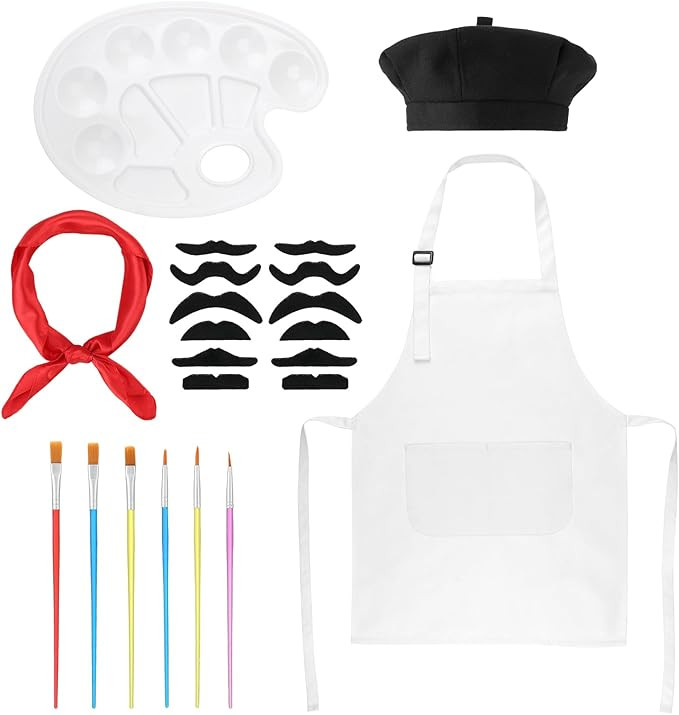 Kids Artist Costume Accessories Set, Toddler Painter Dress-Up Apron, Blank Apron for DIY, Artist ... | Amazon (US)