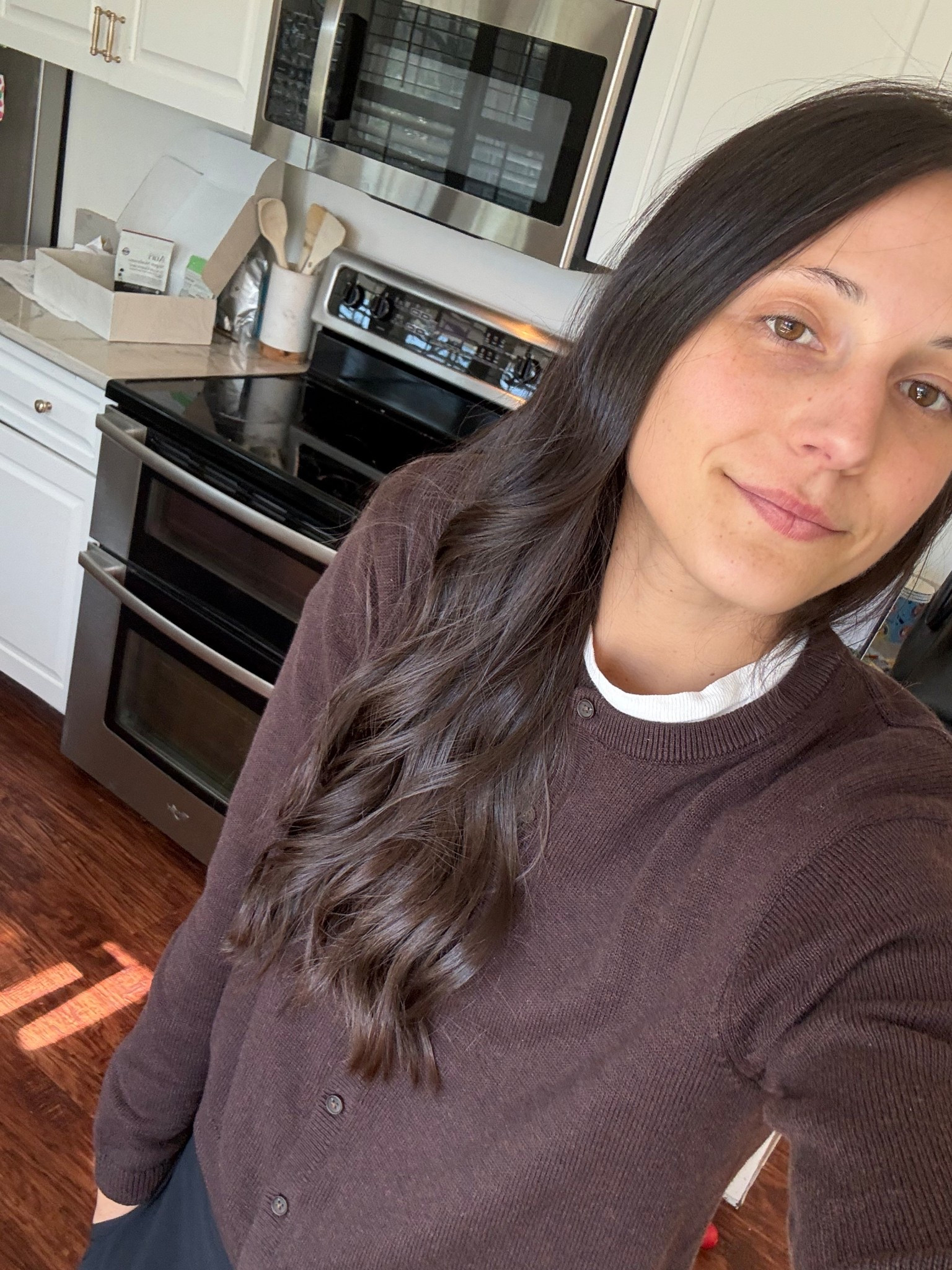 Espresso brown cardigan and the viral pants. 

#LTKSpringSale #LTKootd