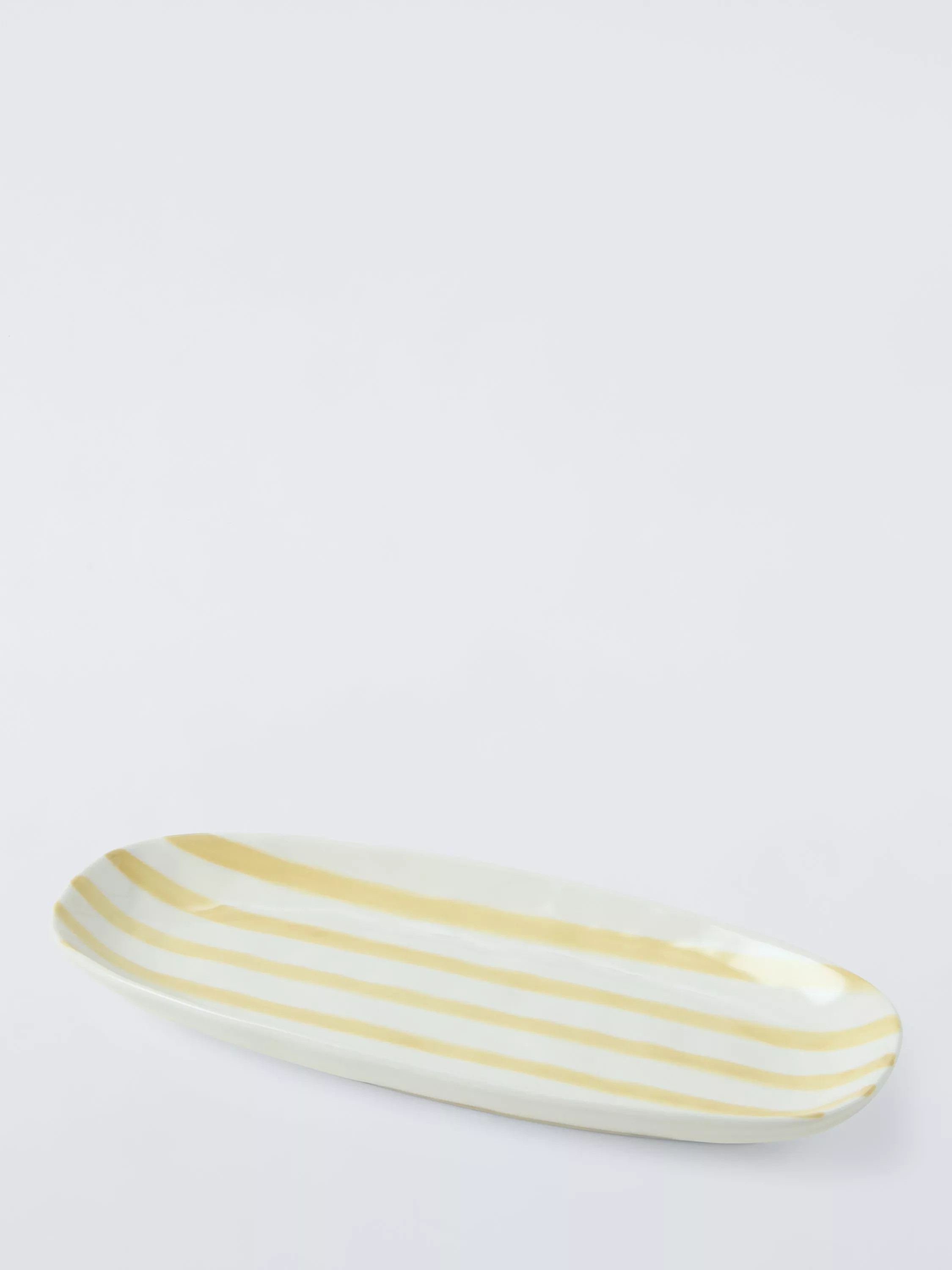 John Lewis Hand Painted Stripe Stoneware Platter, 30.5cm, Yellow | John Lewis (UK)