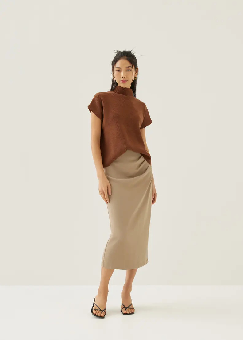 Mailea Side Pleat Column Skirt | Love, Bonito USA