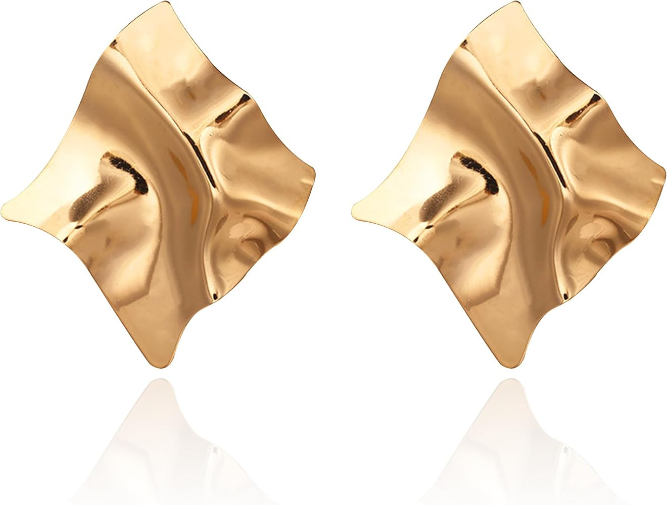 Irregular Geometric Texture Earrings Folds Simple Modern Dangle Earrings Creative Irregular Mirro... | Amazon (US)