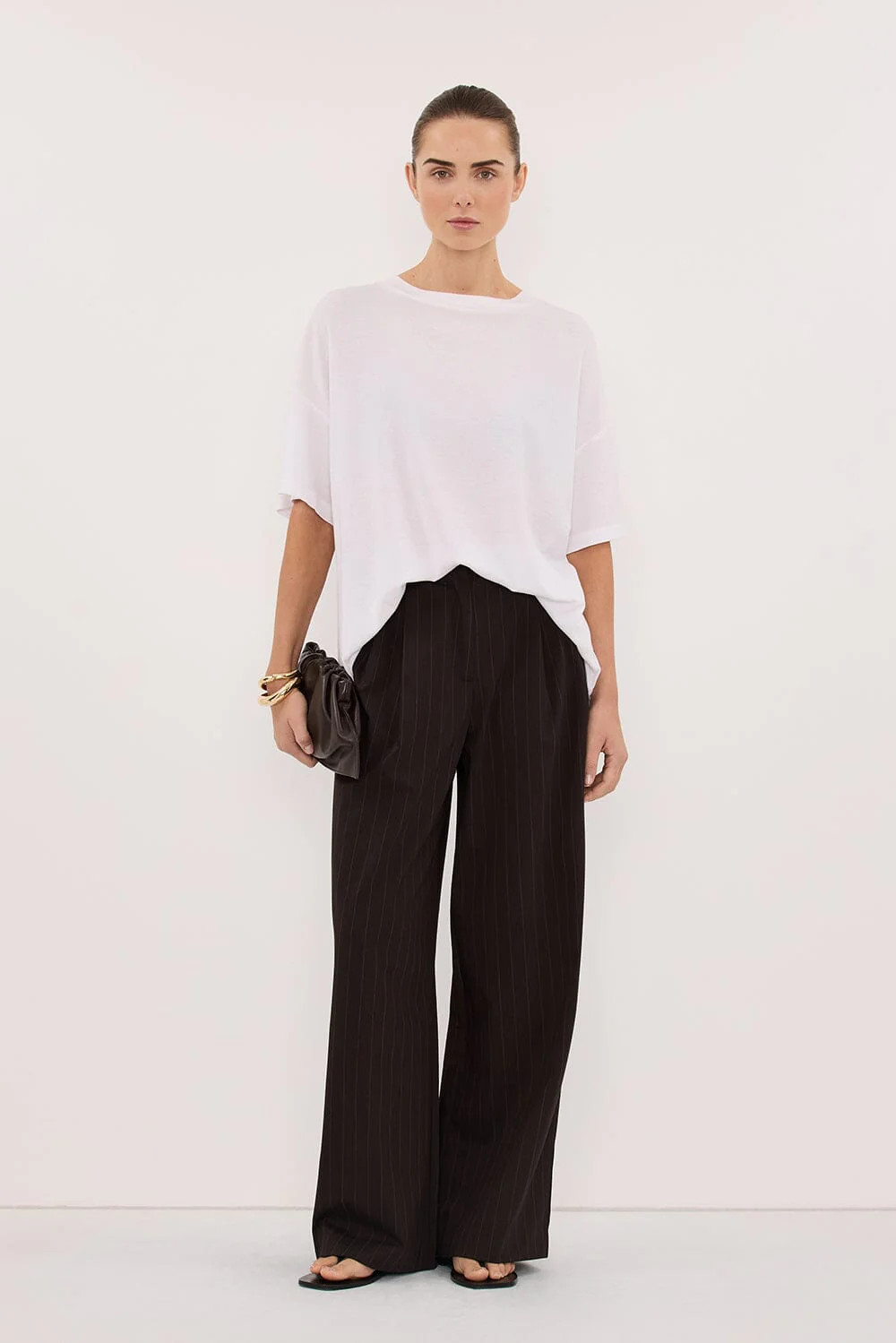 SLOANE WHITE COTTON LONGLINE TEE | DISSH