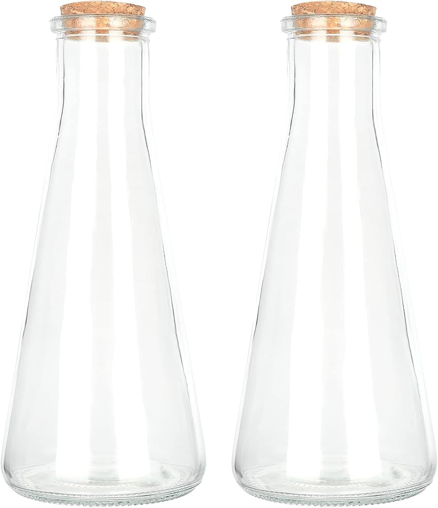 Magic Season Decorative Glass Bottles with Cork Stoppers (12 fl oz. Tapered Bottles / 2 Pcs) | Amazon (US)