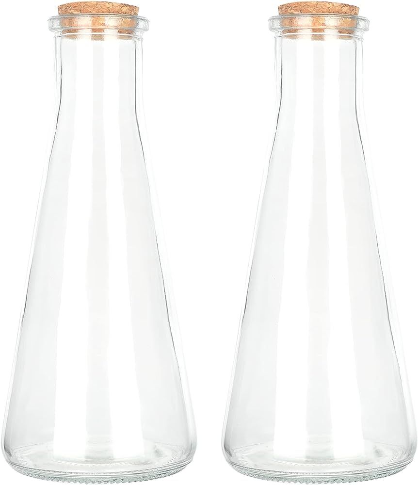Magic Season Decorative Glass Bottles with Cork Stoppers (12 fl oz. Tapered Bottles / 2 Pcs) | Amazon (US)