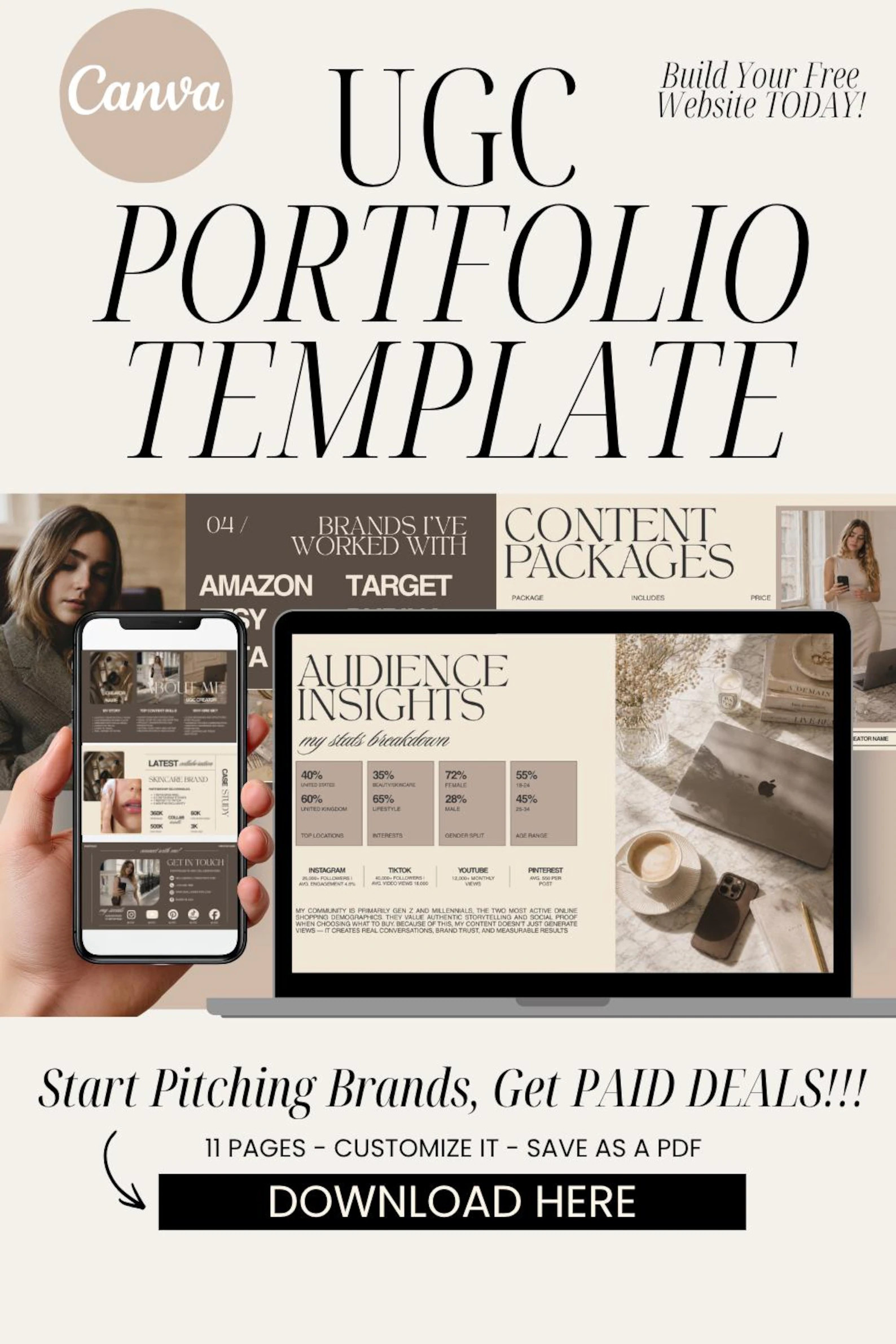 Canva Website for UGC Creator Portfolio, Services Page, Influencer, Content Creator, Social Media... | Etsy (Global)