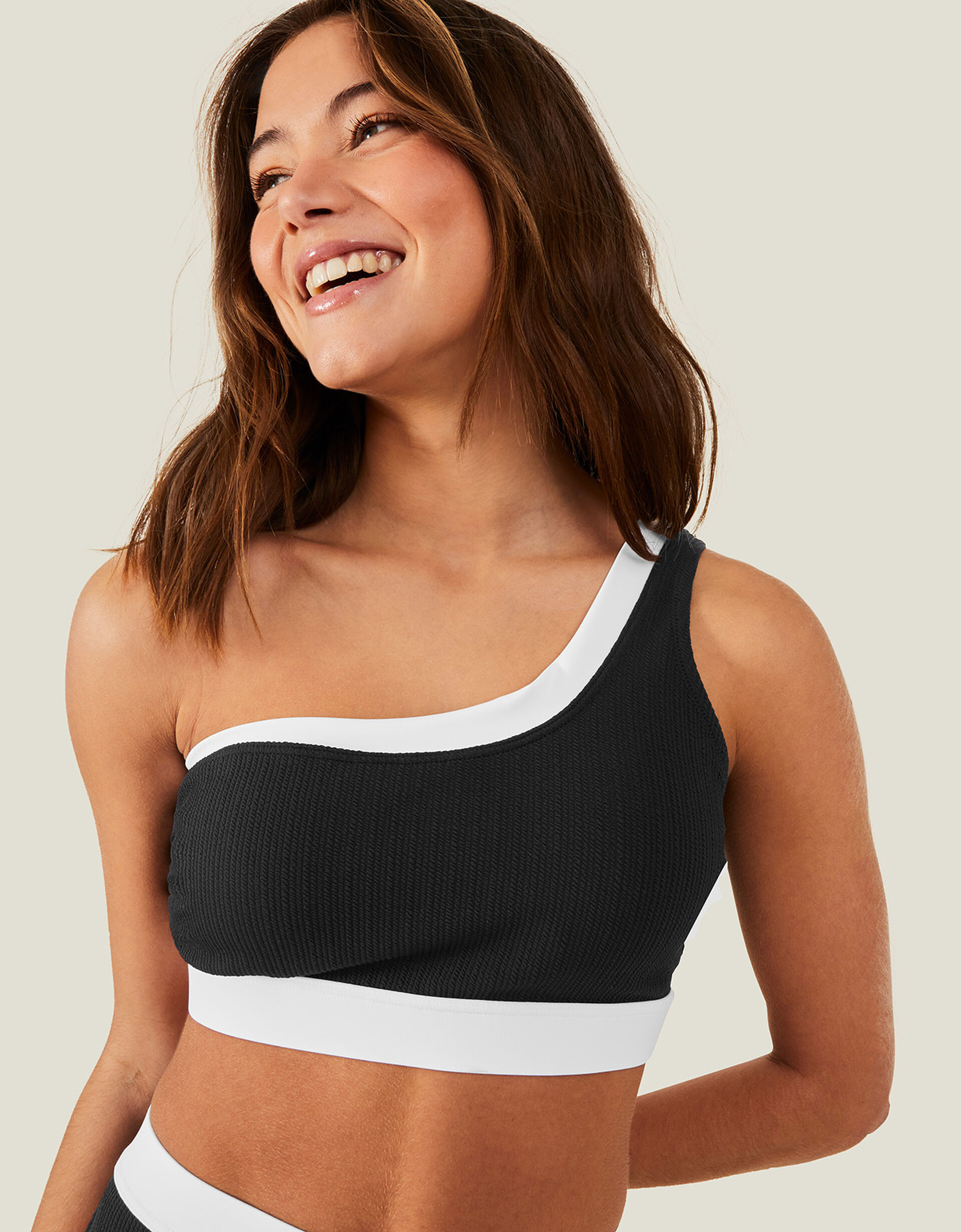 Textured One Shoulder Bikini Top Black | Accessorize (Global)