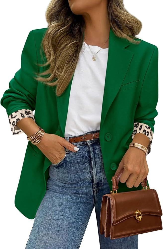 PRETTYGARDEN Blazers for Women 2026 Fall Work Office Suit Jackets Dressy Open Front Leopard Blaze... | Amazon (US)