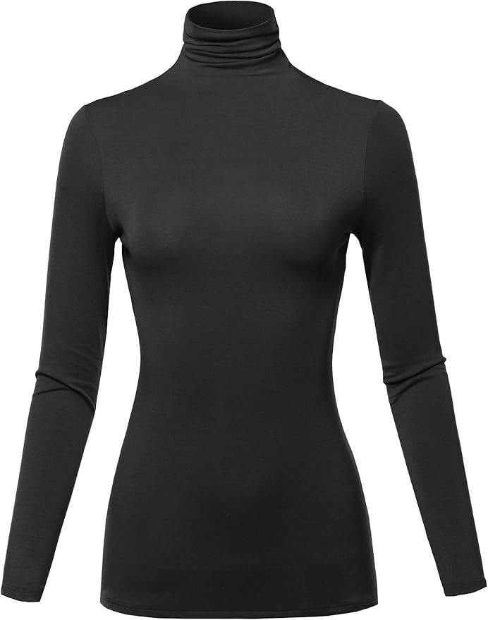 SSOULM Women's Slim Lightweight Long Sleeve Pullover Turtleneck Shirt Top with Plus Size | Amazon (US)