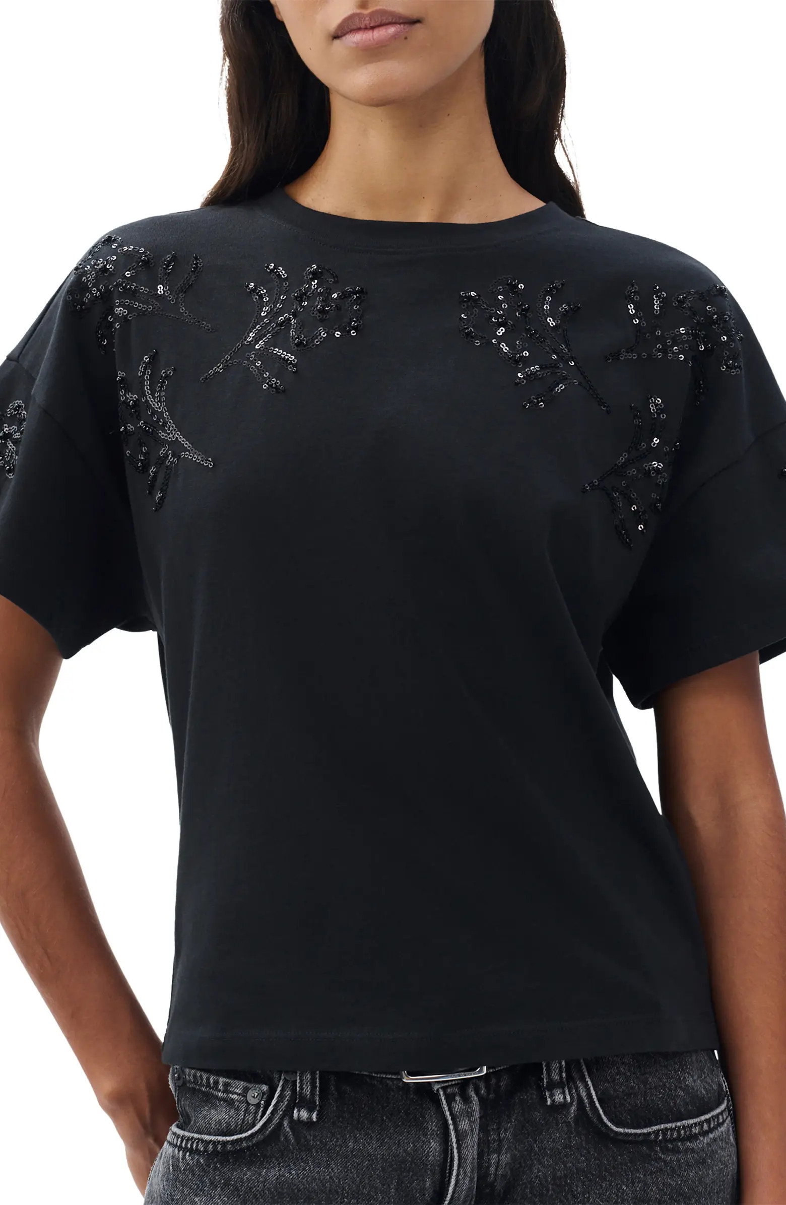 rag & bone/JEAN Kelly Beaded Floral Boxy T-Shirt | Nordstrom | Nordstrom