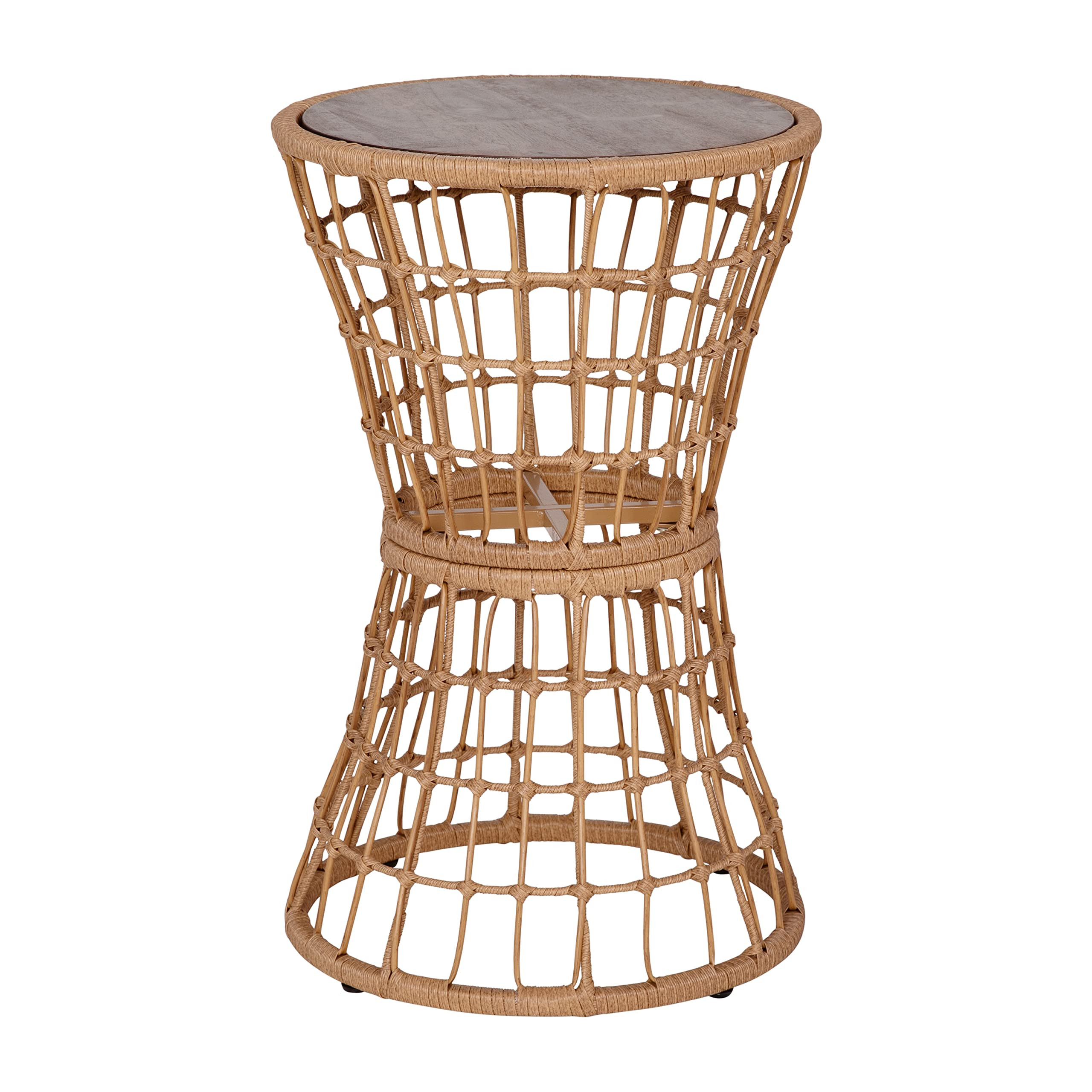 Flash Furniture Devon Indoor/Outdoor Rattan Rope Table - Natural Finish Polyethylene Rattan - Bla... | Amazon (US)
