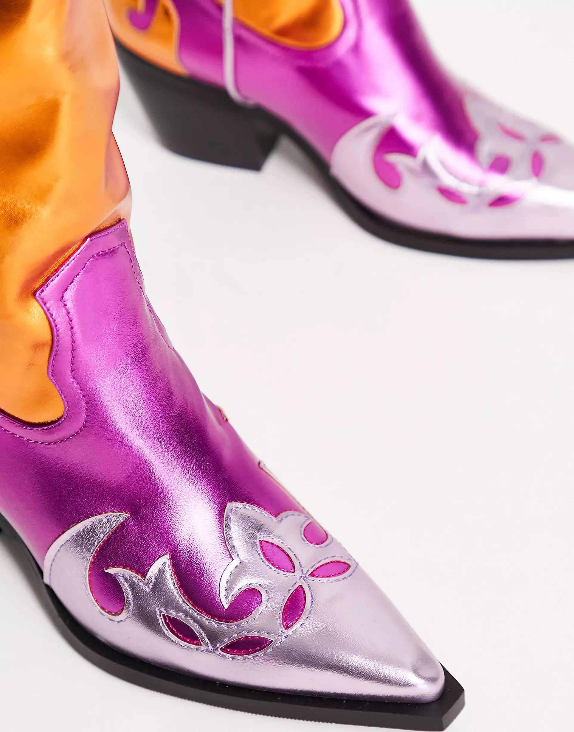Azalea Wang Hendrix western boots in multicolor metallic | ASOS (Global)