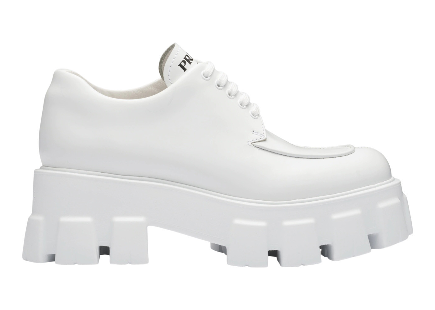 Women's Prada Monolith 55mm Lace Up Loafer Brushed Leather Sneakers in White | StockX