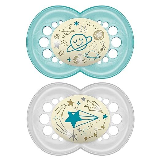 Amazon.com: MAM Night Pacifiers (2 Count), MAM Pacifiers 6+ Months, Best Pacifier for Breastfed B... | Amazon (US)