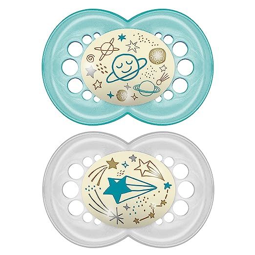 MAM Night Pacifiers (2 Count), MAM Pacifiers 6+ Months, Best Pacifier for Breastfed Babies, Glow ... | Amazon (US)