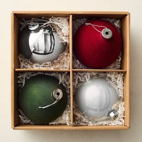 Large Glass Ball Ornaments (Set of 4) - Festive | West Elm (US)