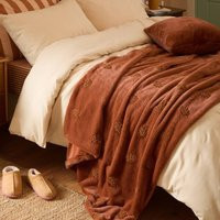Furn Autumn Trail Embroidered Throw in Burnt Orange | Size: 130 cm x 180 cm | Debenhams UK
