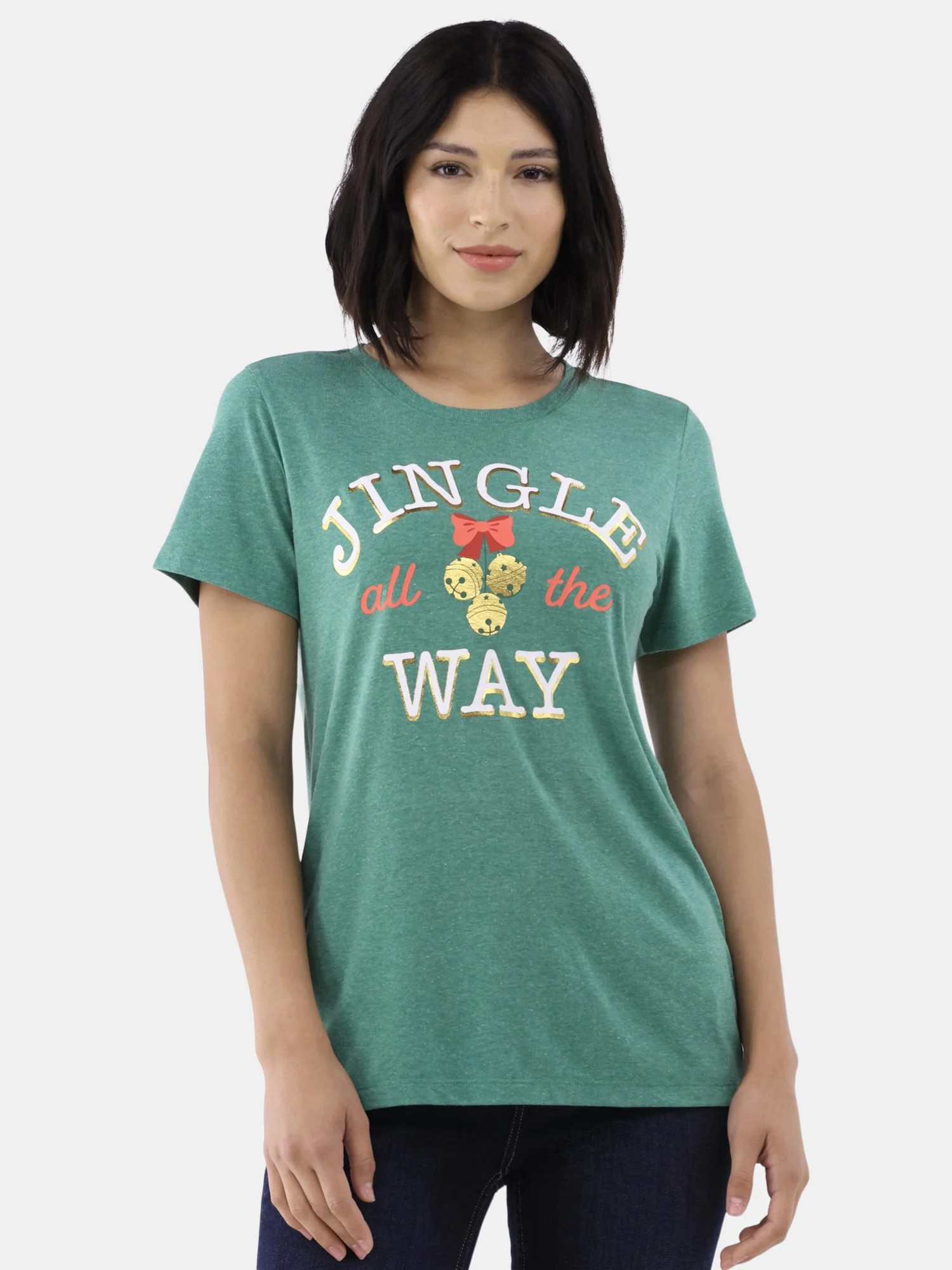 Holiday Time Women's Jingle All the Way Christmas Graphic Tee, Sizes S-3XL | Walmart (US)