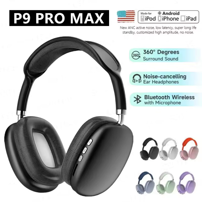 NEW P9 Pro Max Air Wireless Bluetooth Headphones Noise Cancelling Earphones Mic Pods Over Ear Spo... | AliExpress (US)