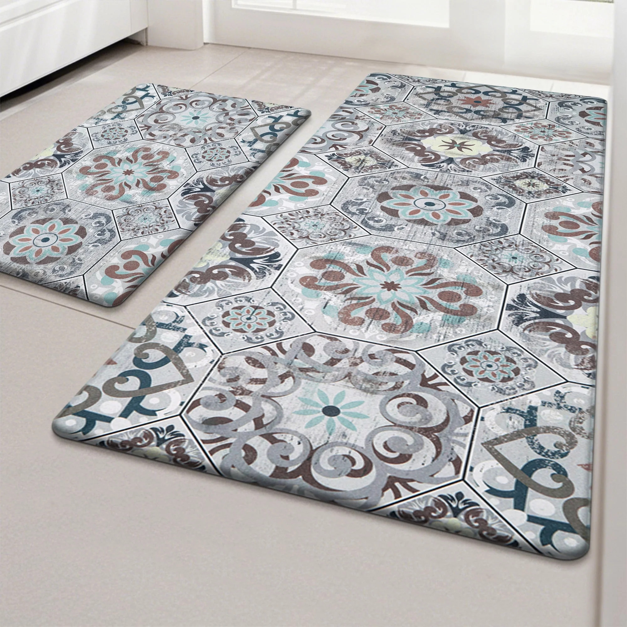 MeyJey Boho Kitchen Rug Set of 2, Non-Slip Anti-Fatigue Waterproof Cushioned Mat for Kitchen, Din... | Walmart (US)