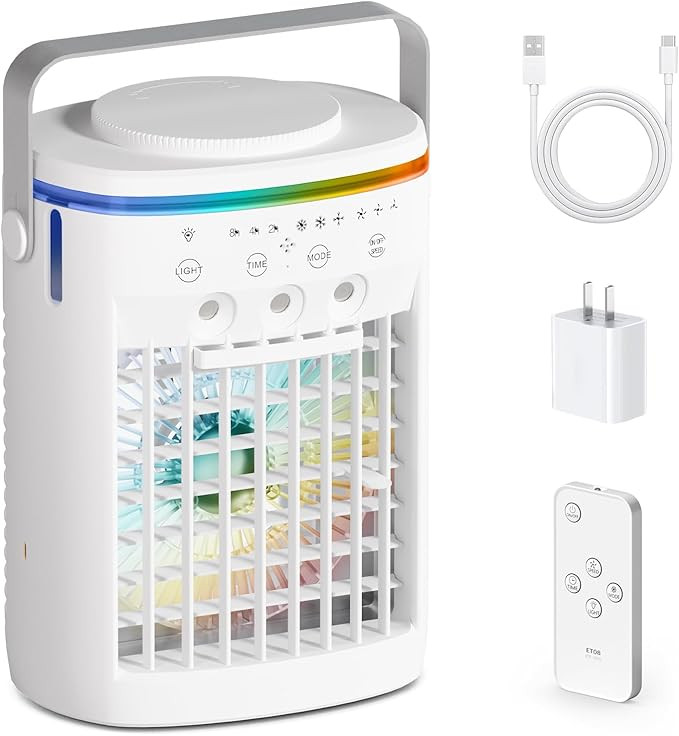 Portable Air Conditioner,Cooling Fan with 3 Speeds &3 Modes,2-8H Timer,1000ml Water Tank, Remote ... | Amazon (US)