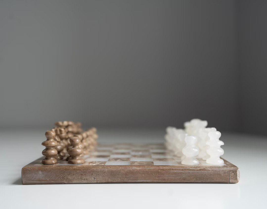 Handmade Mini Onyx Chess Set Travertine & White Marble Chess Set 7.7 Onyx Chess Board Christmas G... | Etsy (US)