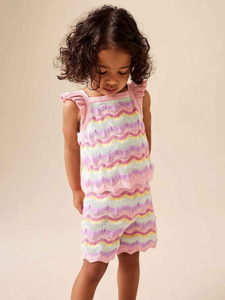 Pink Stripe Knitted Top And Shorts Set (3mths-7yrs) | Next US