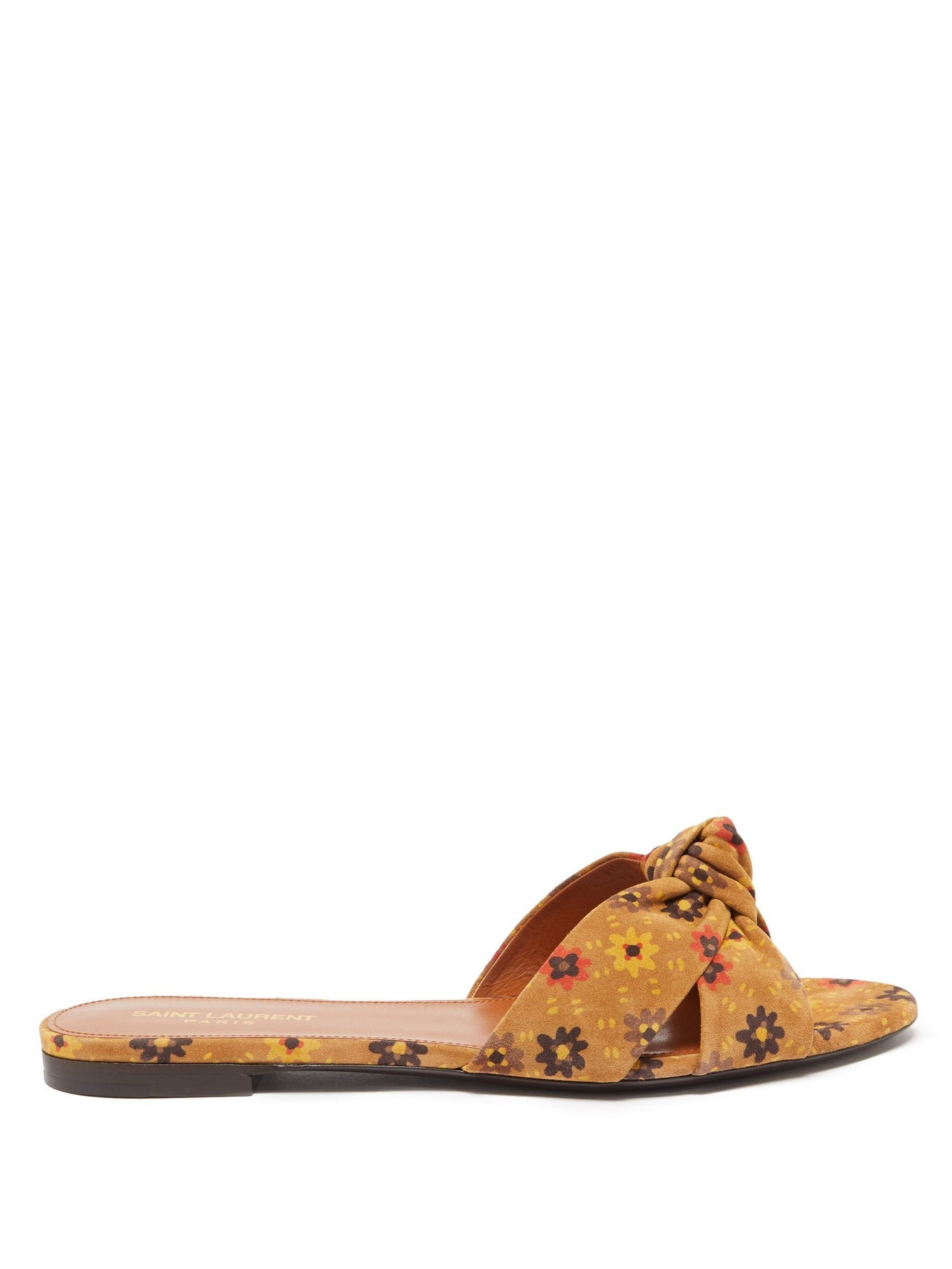 Bianca knotted floral-print suede slides | Saint Laurent | Matches (US)