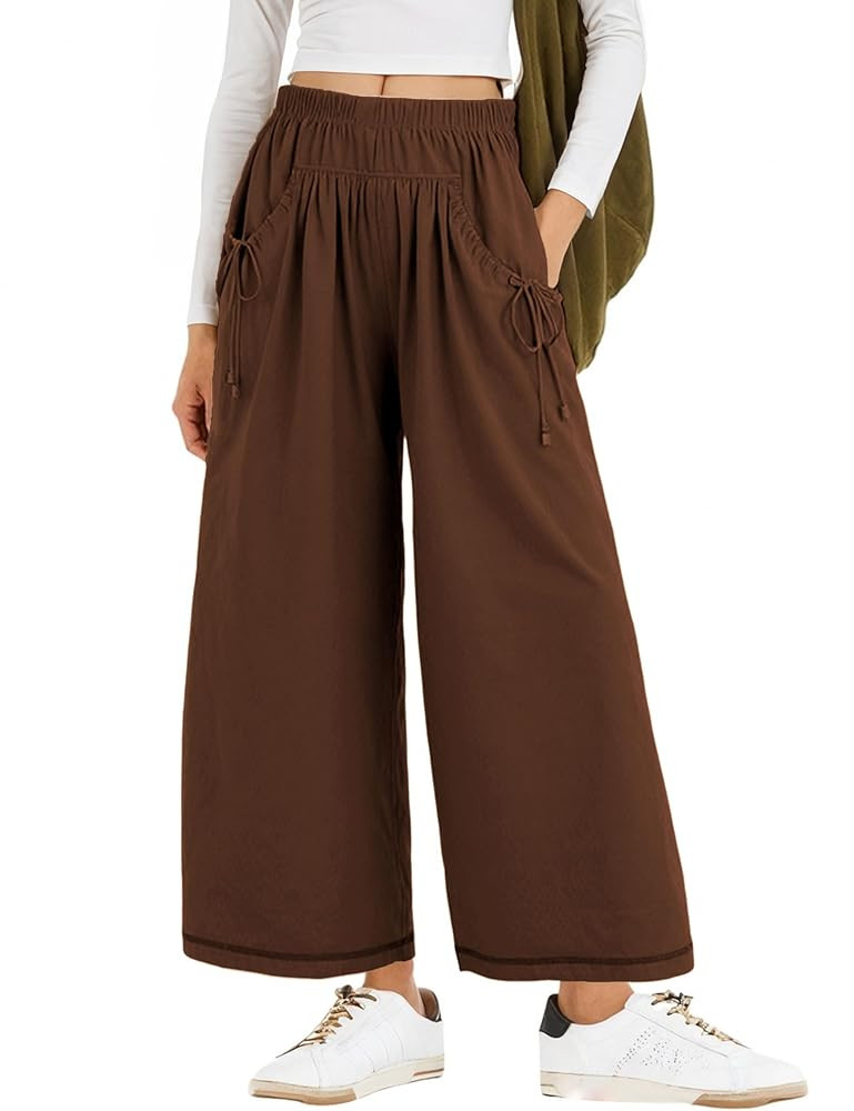 Zhiyouni Women's Loose Wide Leg Track Pants Casual Elastic High Waist Cargo Trousers | Amazon (US)