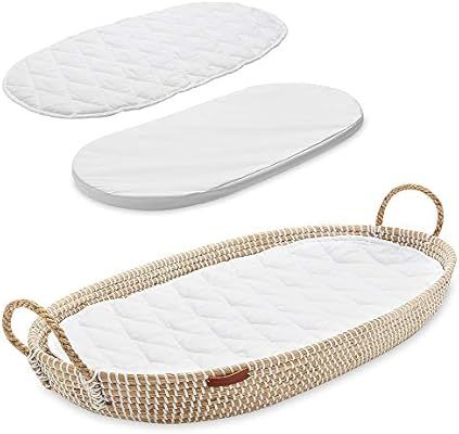Baby Changing Basket with Foam Pad for Changing Table & Dresser Topper | Free Luxury Waterproof D... | Amazon (US)