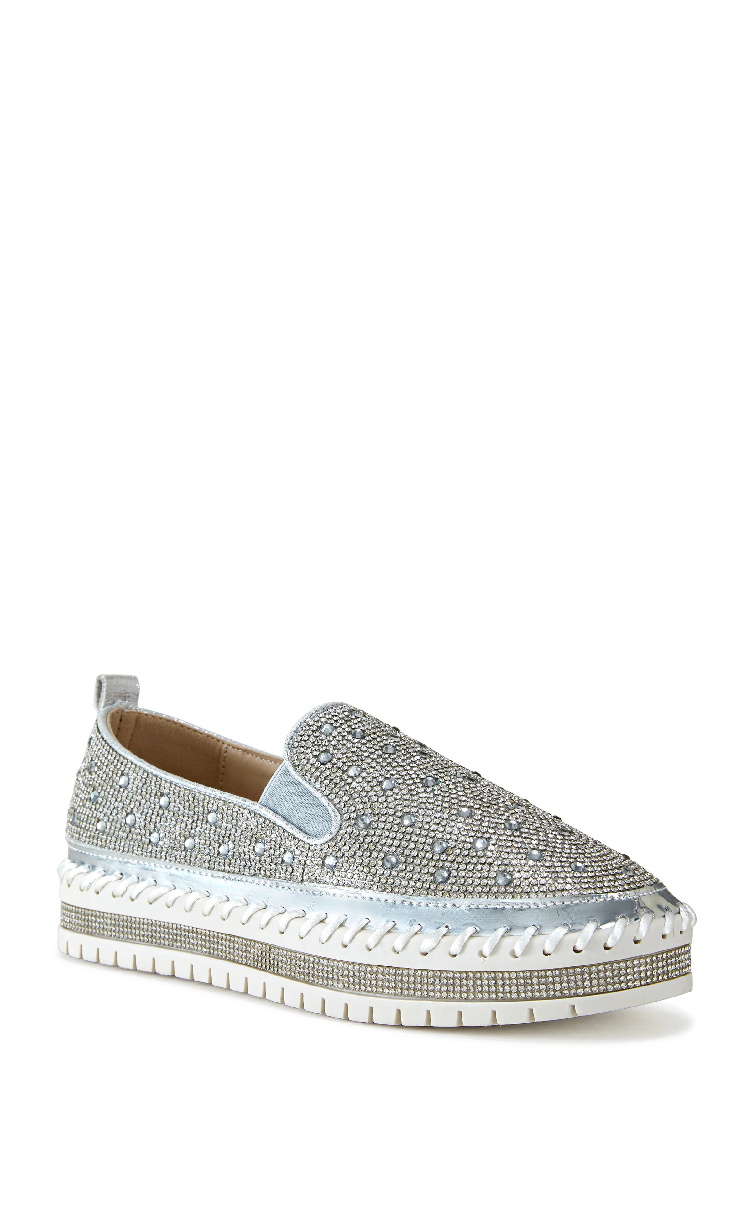 BRITTANY-SILVER FLAT SNEAKER | Azalea Wang