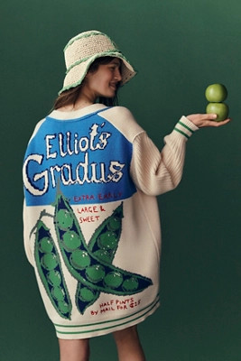 Maeve Cotton Blend Veggie Motif Cardigan Sweater | Anthropologie (US)