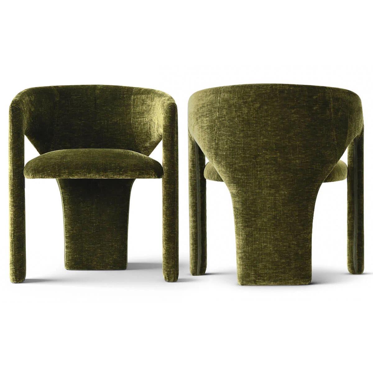 Set of 2 Modern Upholstered Dining Chairs With Curved Back And Unique Base | Wayfair North America