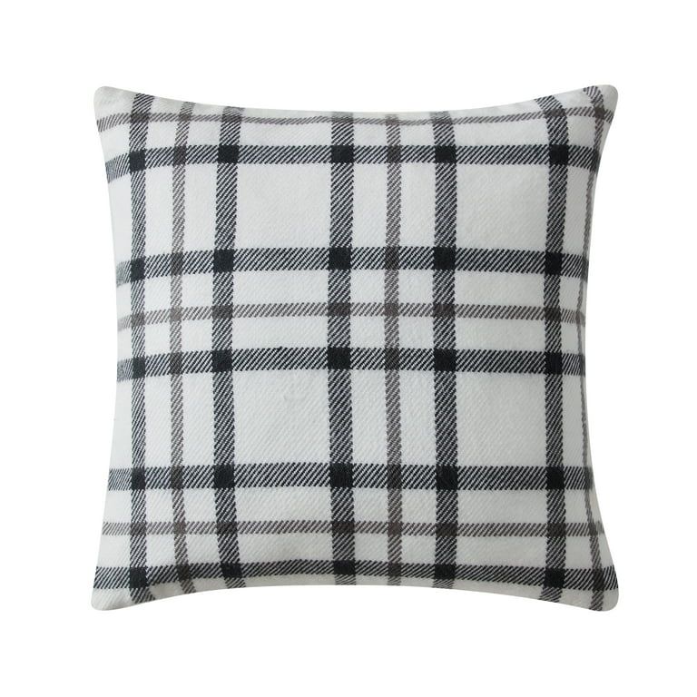 My Texas House Tatum Plaid Square Decorative Pillow Cover, 20" x 20", Black/White | Walmart (US)