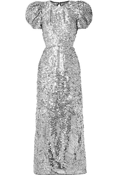 Carolina Herrera - Open-back Sequined Tulle Gown - Silver | NET-A-PORTER (US)