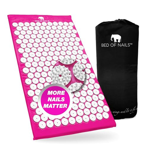 BED OF NAILS The Original Premium Acupressure Mat, 8,820 Acupuncture Pressure Points for Back Pain Relief, Increased Energy, Relaxation, FSA/HSA Eligible, with Drawstring Bag, 29 x 16 x 1, Pink | Amazon (US)